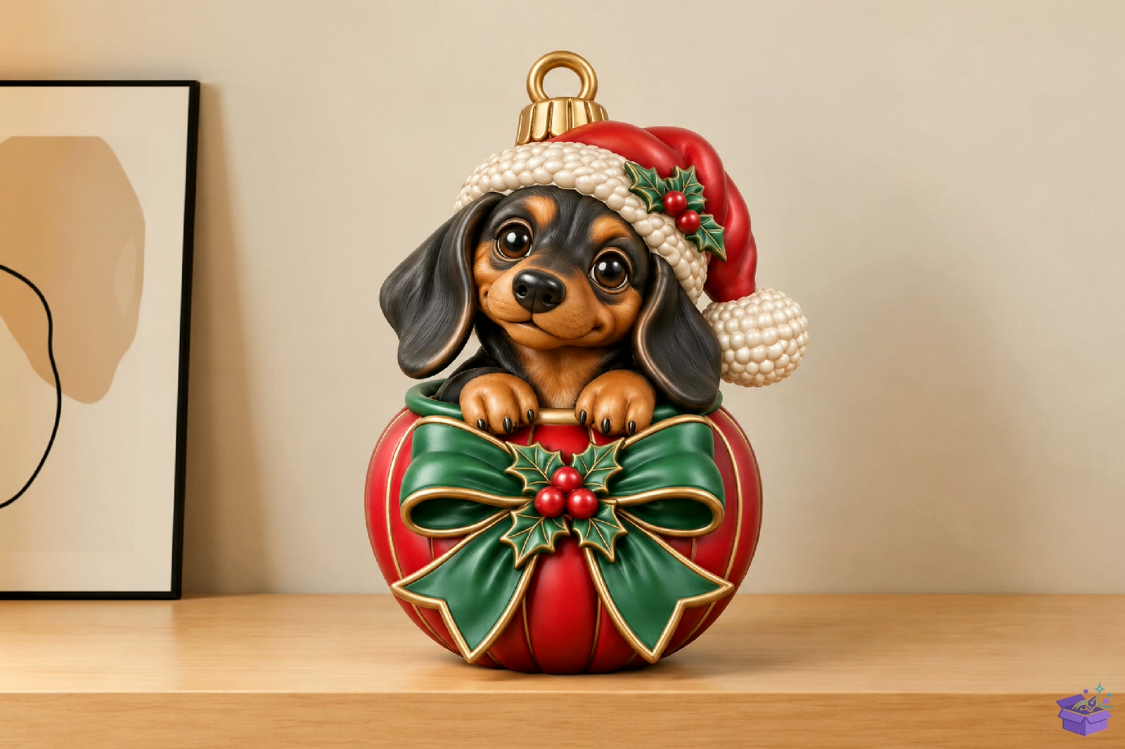 Cute Dachshund Yılbaşı Ağaç Süsü STL - 3D Baskı ve Model Dosyası (STL, OBJ, 3MF) - detaylı önizleme 4