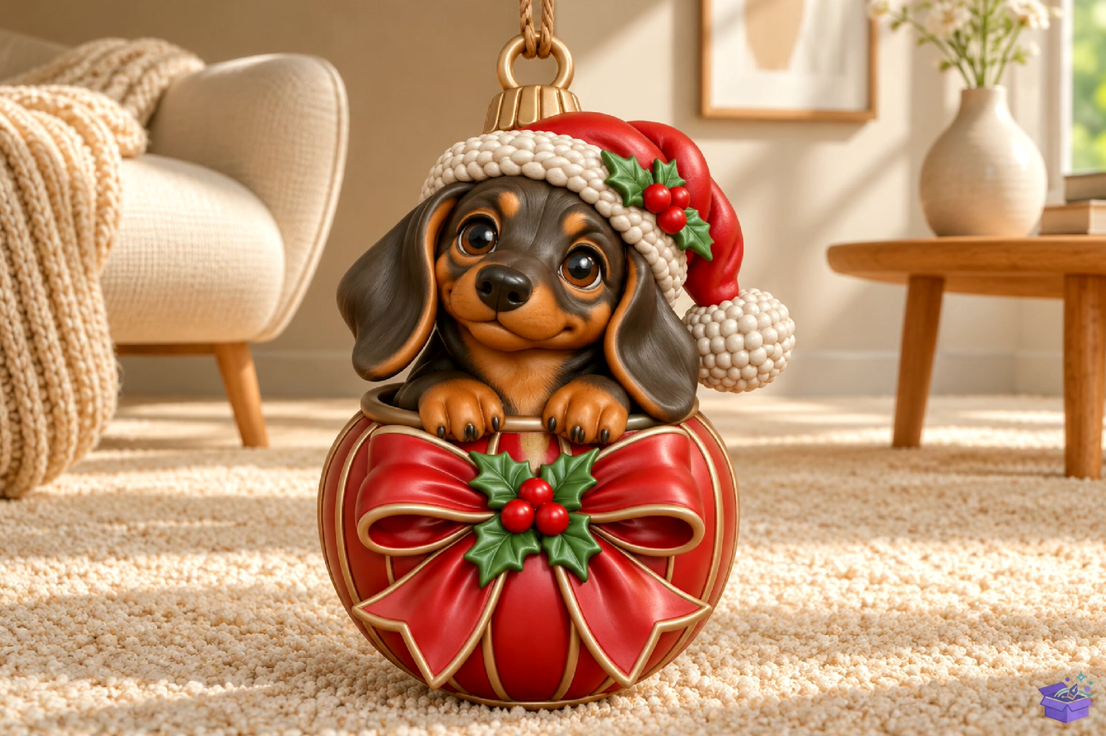 Cute Dachshund Yılbaşı Ağaç Süsü STL - 3D Baskı ve Model Dosyası (STL, OBJ, 3MF) - detaylı önizleme 5