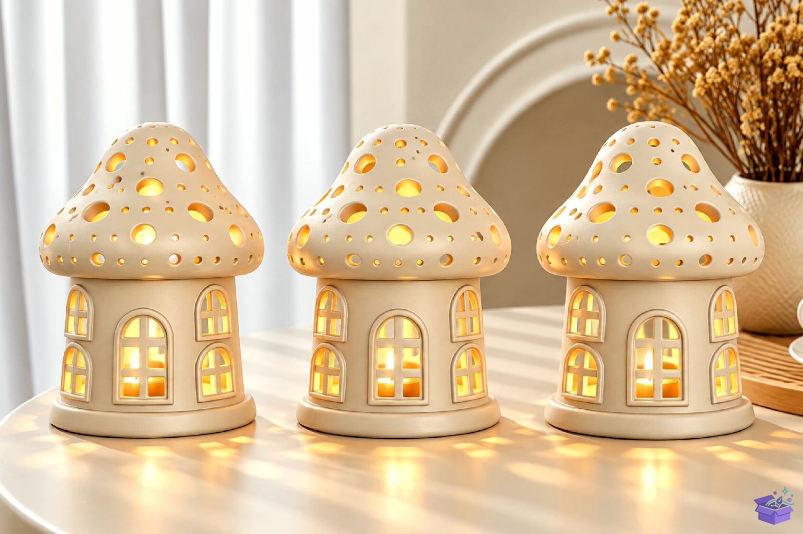 Mushroom House Tealight Tutucu 3D STL - 3D Baskı ve Model Dosyası (STL, OBJ, 3MF) - detaylı önizleme 2