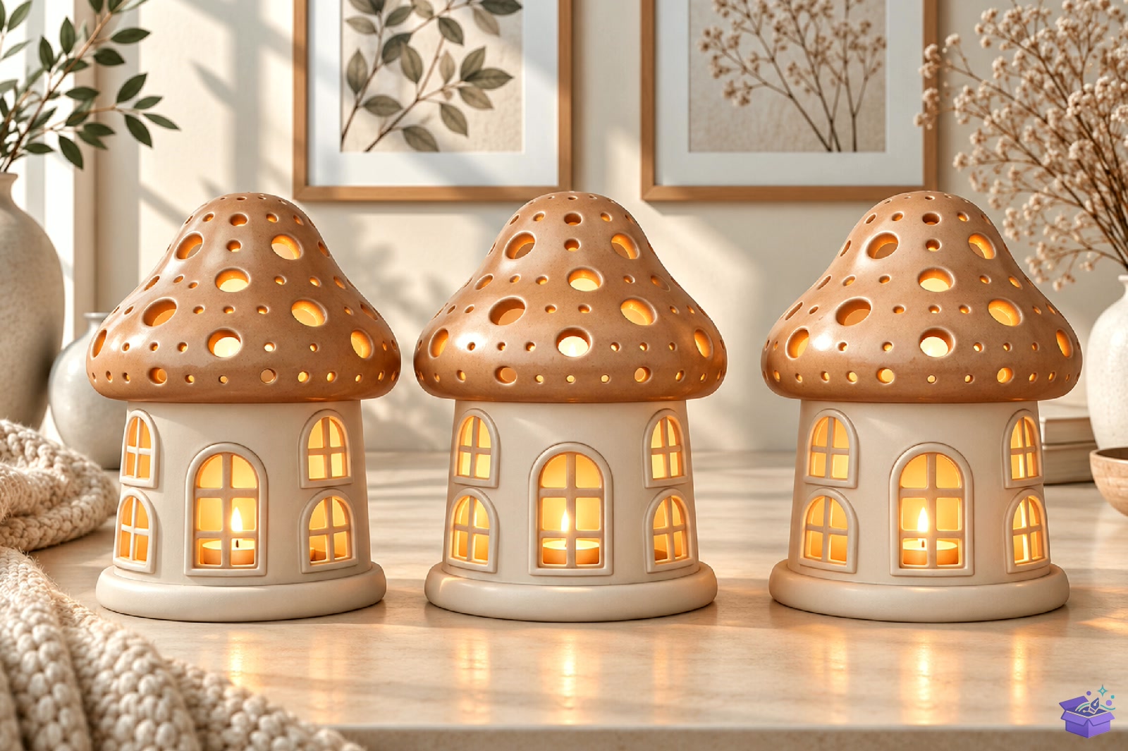 Mushroom House Tealight Tutucu 3D STL - 3D Baskı ve Model Dosyası (STL, OBJ, 3MF) - detaylı önizleme 5