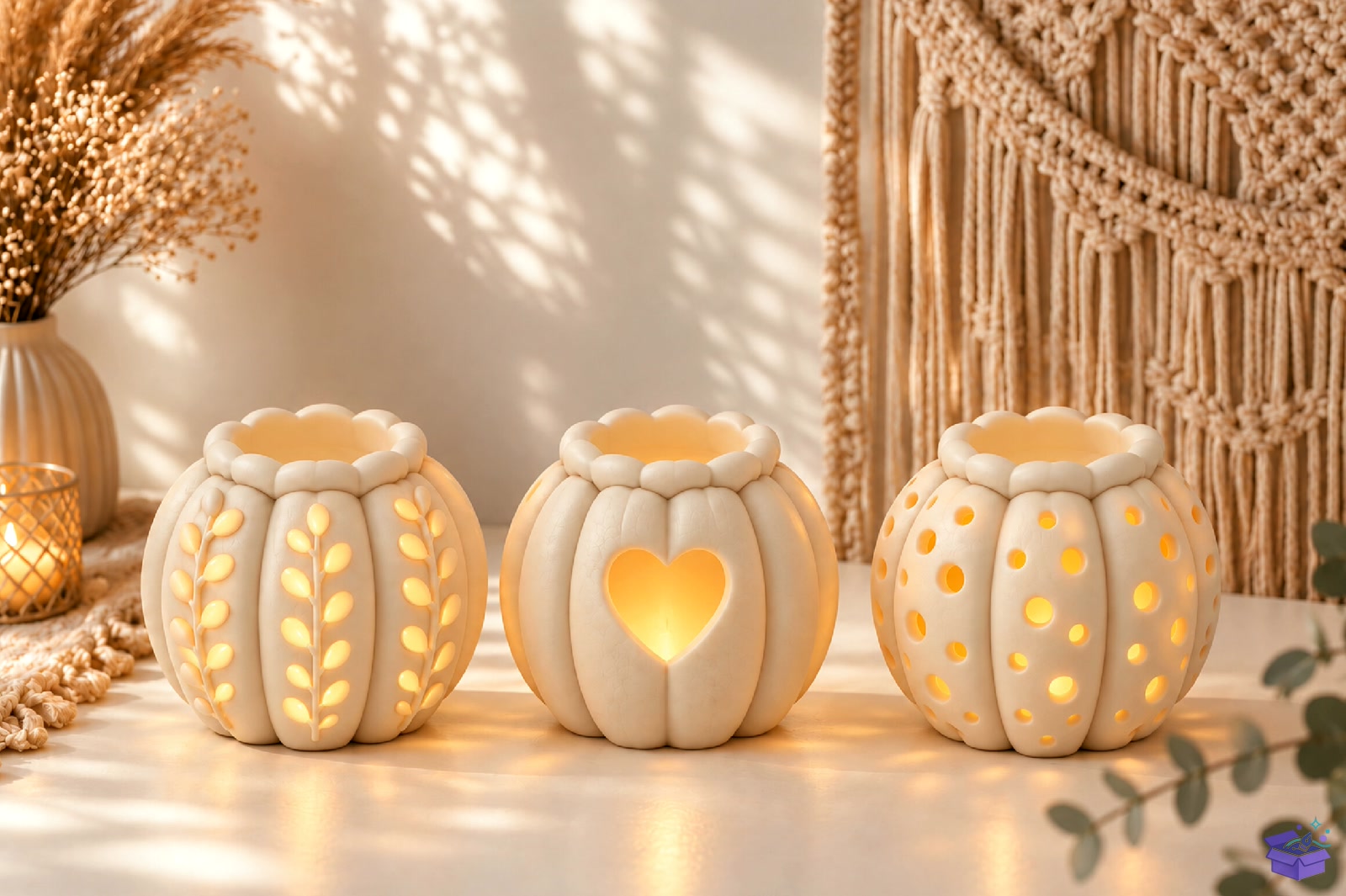 Pumpkin Tealight Tutucu 3D Baskı STL - 3D Baskı ve Model Dosyası (STL, OBJ, 3MF) - detaylı önizleme 2