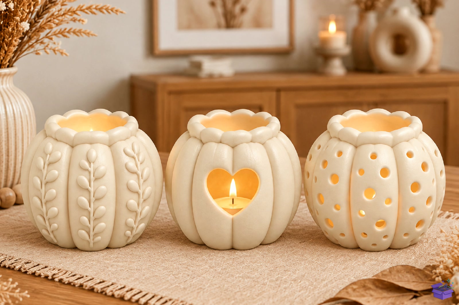 Pumpkin Tealight Tutucu 3D Baskı STL - 3D Baskı ve Model Dosyası (STL, OBJ, 3MF) - detaylı önizleme 4