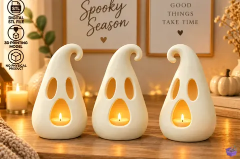 Cadılar Bayramı Ghost Tealight Tutucu 3D STL - 3D Baskı ve Model Dosyası (STL, OBJ, 3MF) - 3D Baskı  İndir (STL, OBJ, 3MF)