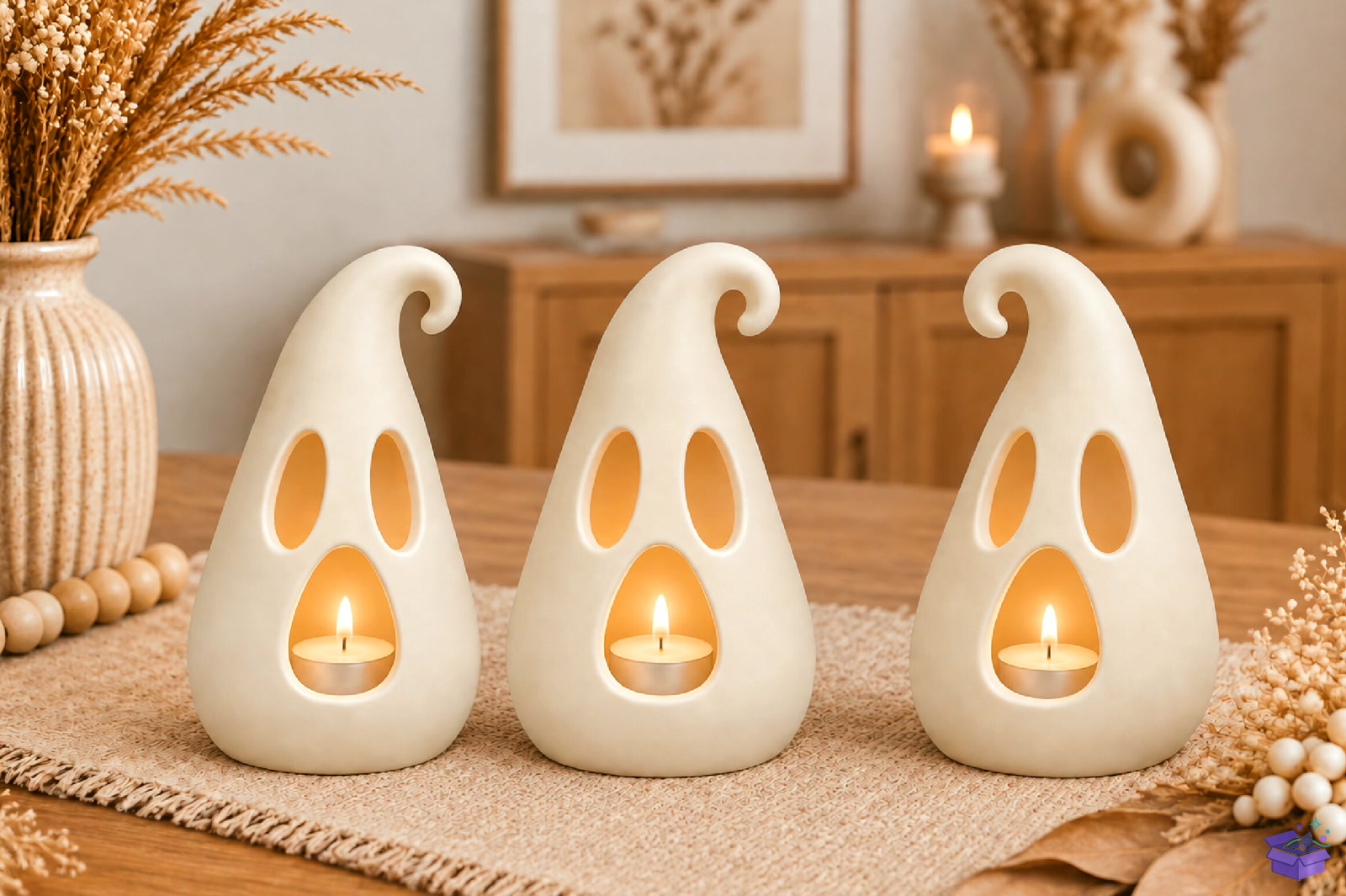 Cadılar Bayramı Ghost Tealight Tutucu 3D STL - 3D Baskı ve Model Dosyası (STL, OBJ, 3MF) - detaylı önizleme 3