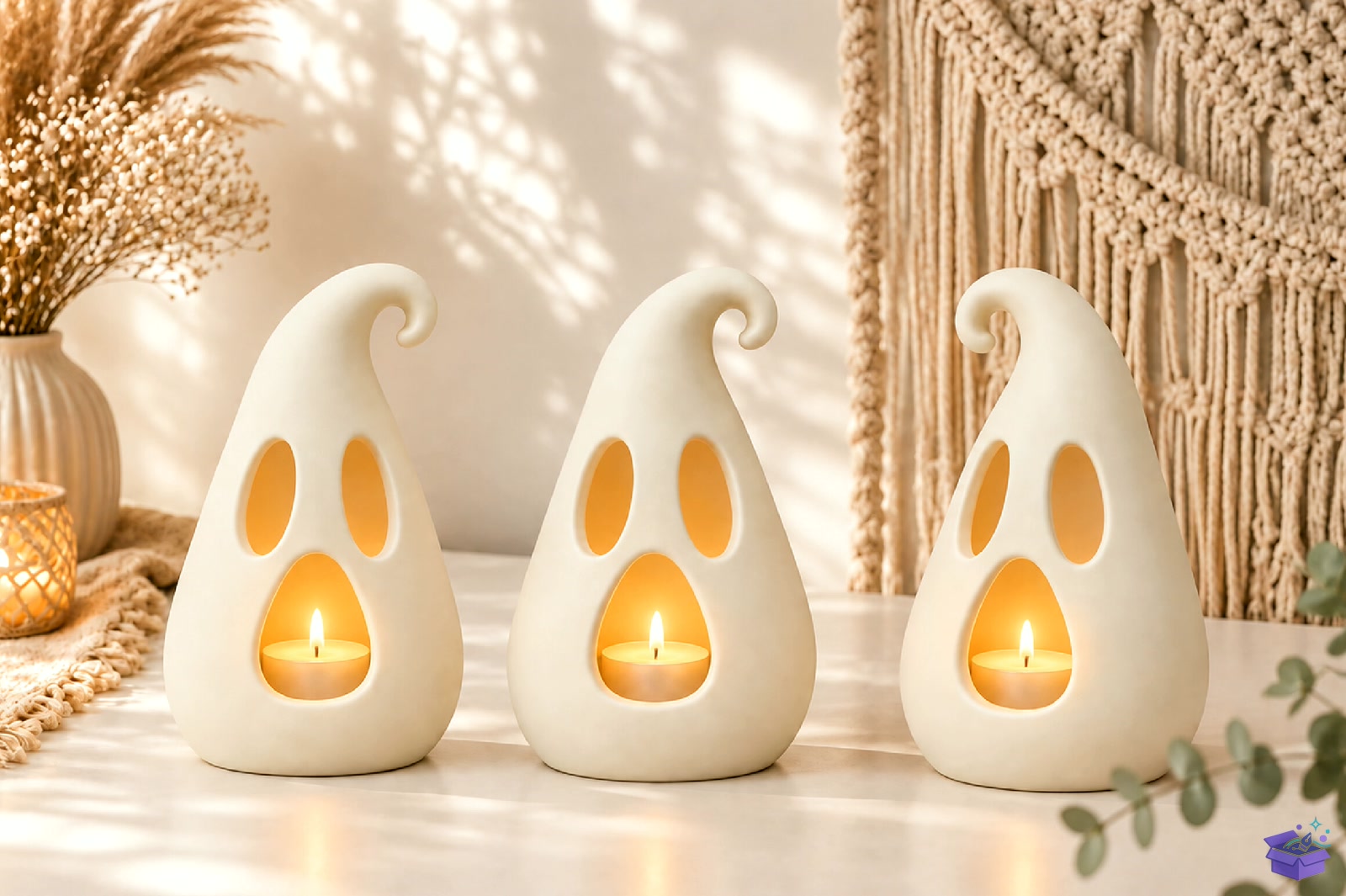 Cadılar Bayramı Ghost Tealight Tutucu 3D STL - 3D Baskı ve Model Dosyası (STL, OBJ, 3MF) - detaylı önizleme 4