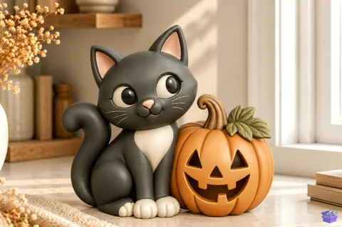 Cadılar Bayramı Kedi Pumpkin 3D Baskı STL - 3D Baskı ve Model Dosyası (STL, OBJ, 3MF) - 3D Baskı  İndir (STL, OBJ, 3MF)