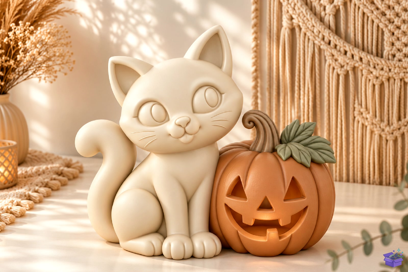 Cadılar Bayramı Kedi Pumpkin 3D Baskı STL - 3D Baskı ve Model Dosyası (STL, OBJ, 3MF) - detaylı önizleme 3