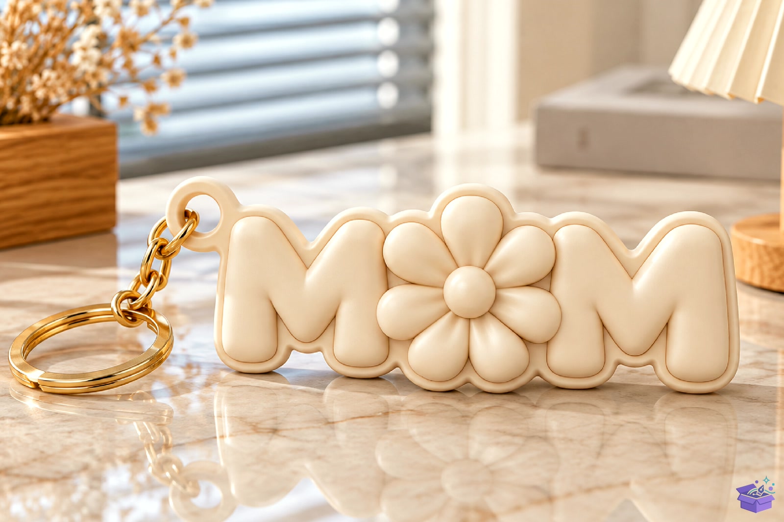 Mom Çiçek Anahtarlık 3D STL Model - 3D Baskı ve Model Dosyası (STL, OBJ, 3MF) - detaylı önizleme 3