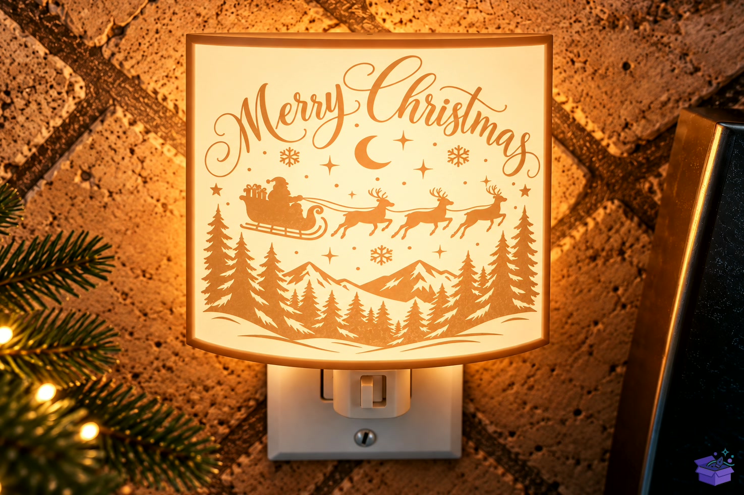 Merry Yılbaşı Gece Lambası STL - 3D Baskı ve Model Dosyası (STL, OBJ, 3MF) - detaylı önizleme 2