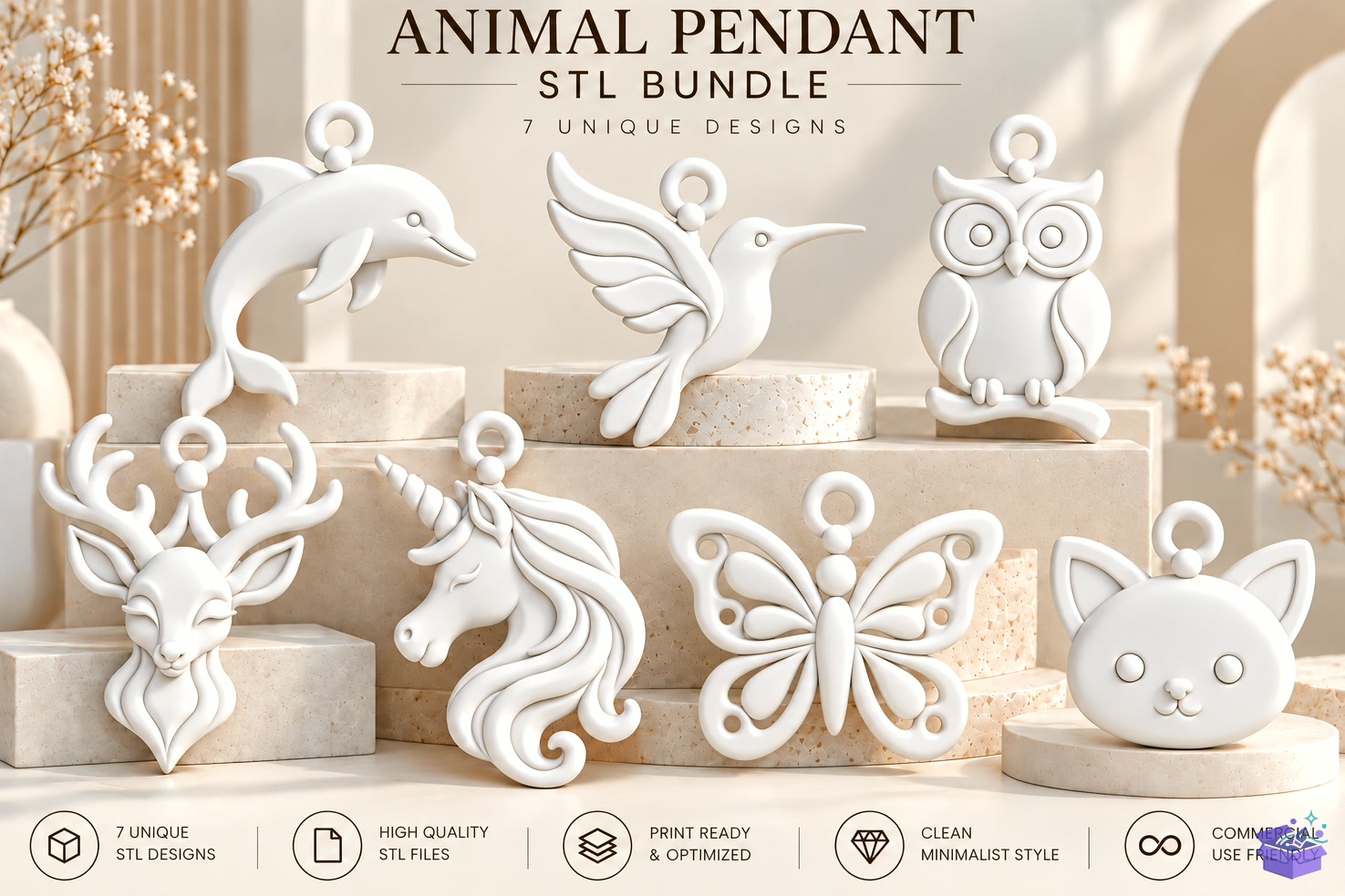 3D Baskı Animal Pendant STL - 3D Baskı ve Model Dosyası (STL, OBJ, 3MF) - detaylı önizleme 2