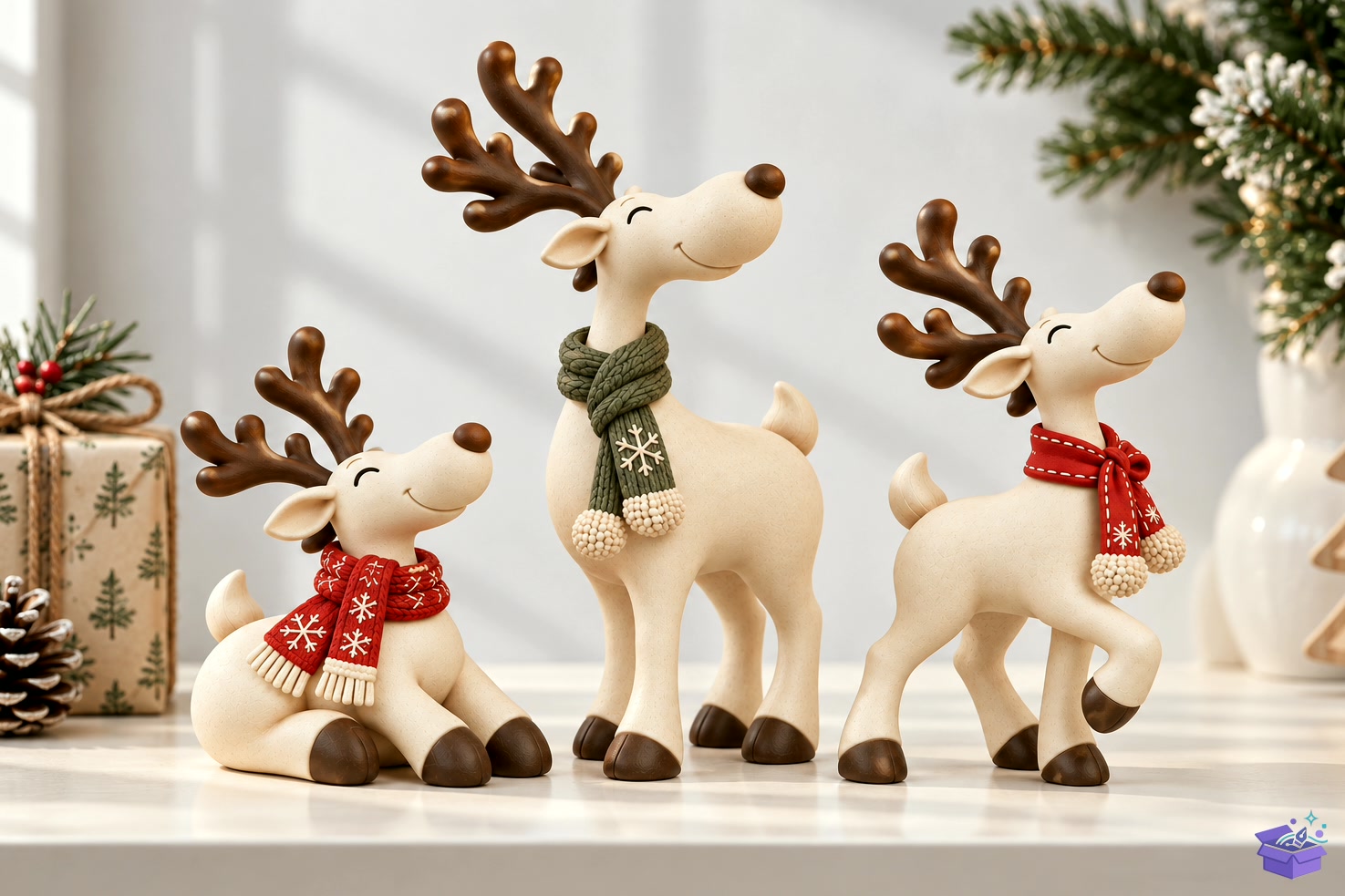 STL 3D Baskı Yılbaşı Ren Geyiği Figurine - 3D Baskı ve Model Dosyası (STL, OBJ, 3MF) - detaylı önizleme 2