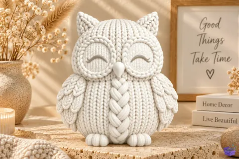 Cute Knitted Owl Fall Decor - 3D Baskı ve Model Dosyası (STL, OBJ, 3MF) - 3D Baskı  İndir (STL, OBJ, 3MF)