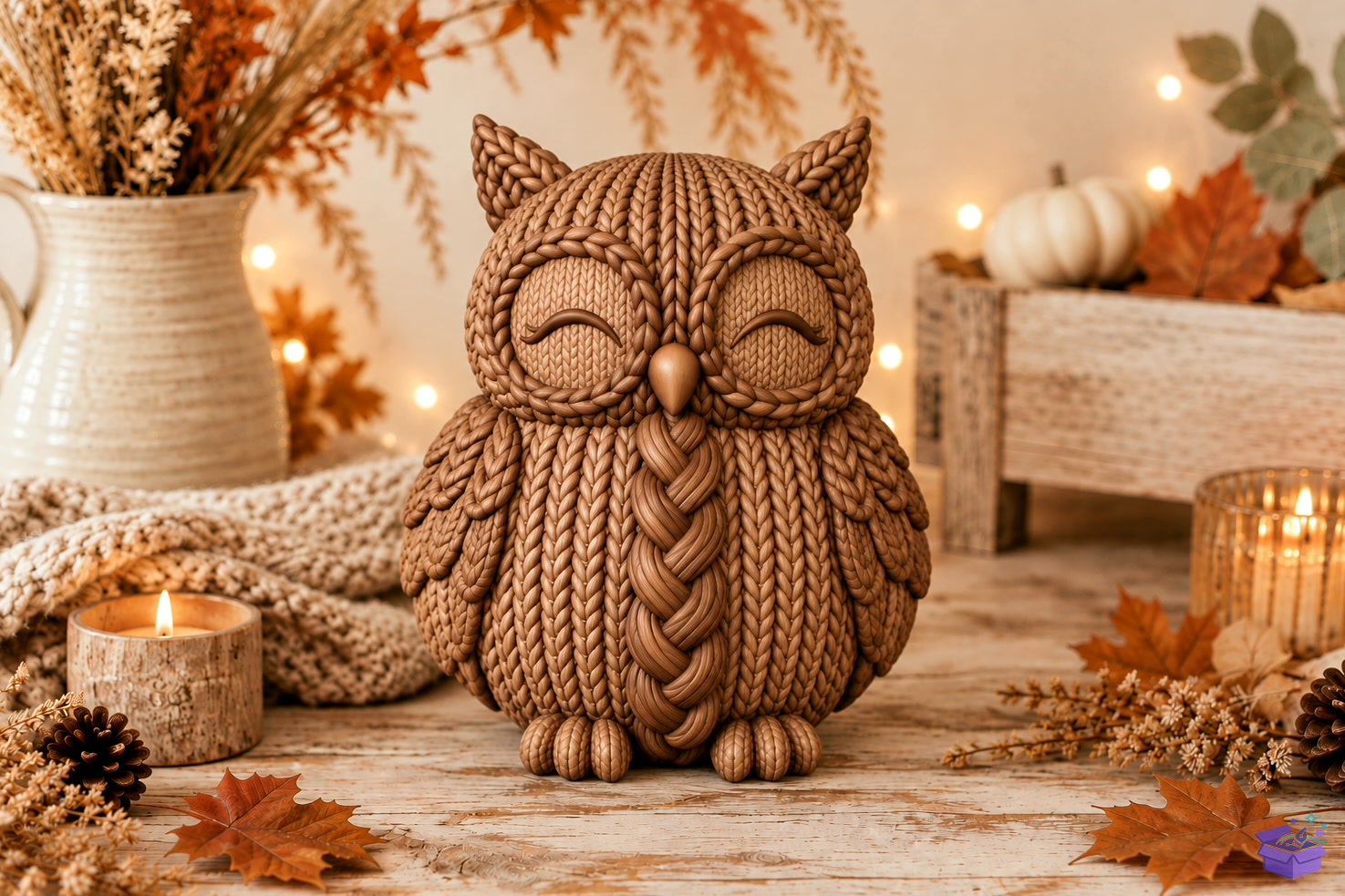 Cute Knitted Owl Fall Decor - 3D Baskı ve Model Dosyası (STL, OBJ, 3MF) - detaylı önizleme 2