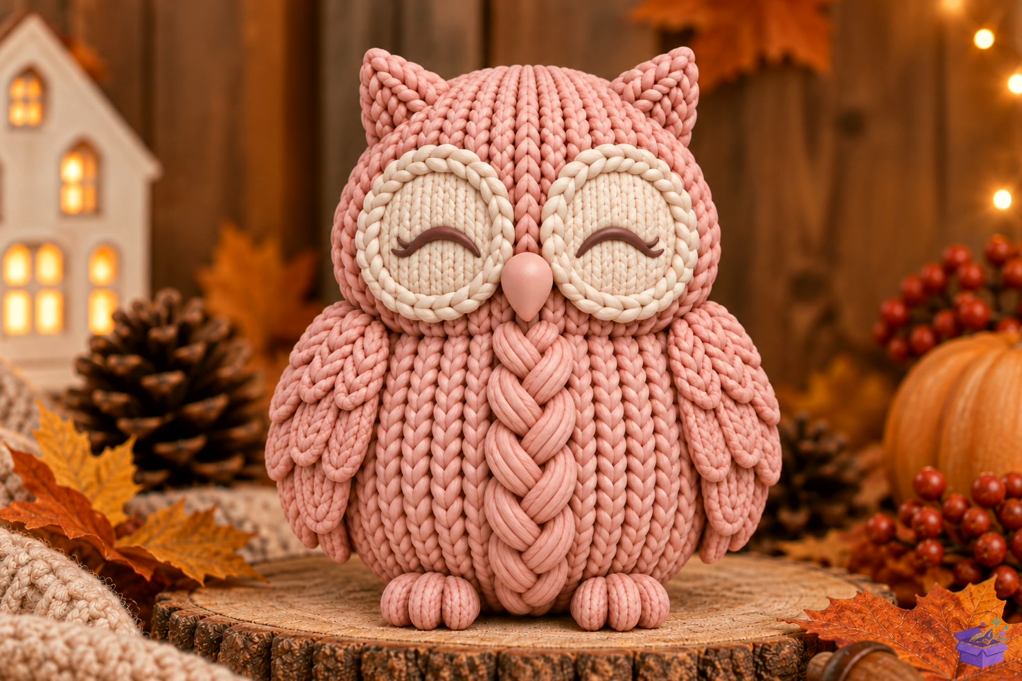 Cute Knitted Owl Fall Decor - 3D Baskı ve Model Dosyası (STL, OBJ, 3MF) - detaylı önizleme 3