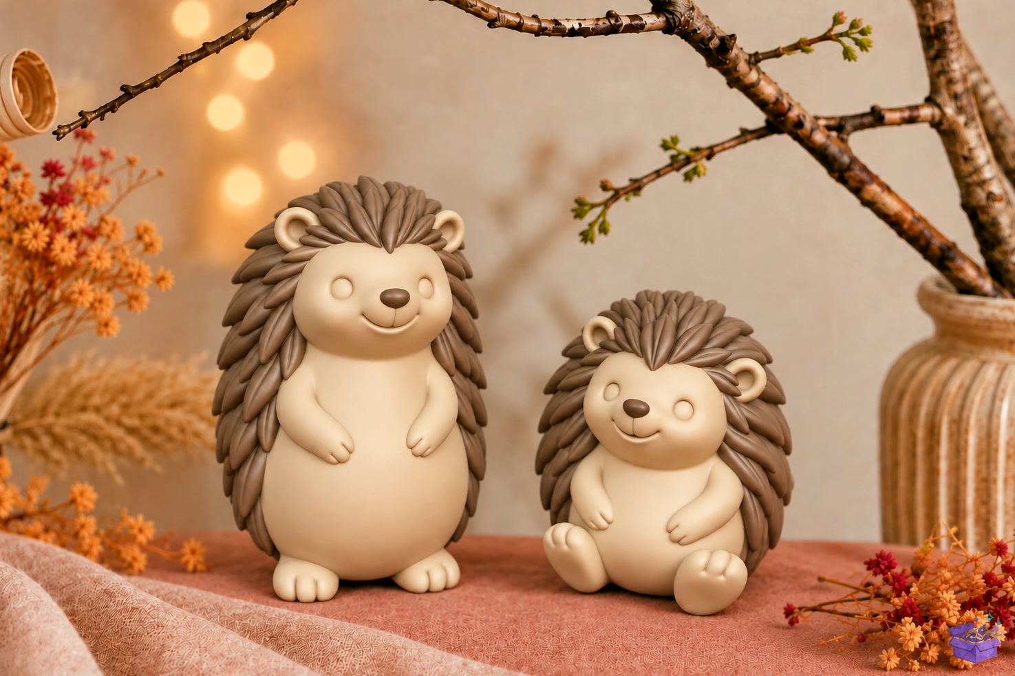 Woodland Hedgehog Pair - 3D Baskı ve Model Dosyası (STL, OBJ, 3MF) - detaylı önizleme 4