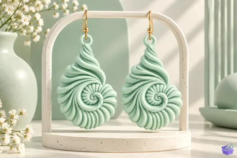 Seashell Küpe Takı Aksesuar - 3D Baskı ve Model Dosyası (STL, OBJ, 3MF) - 3D Baskı  İndir (STL, OBJ, 3MF)