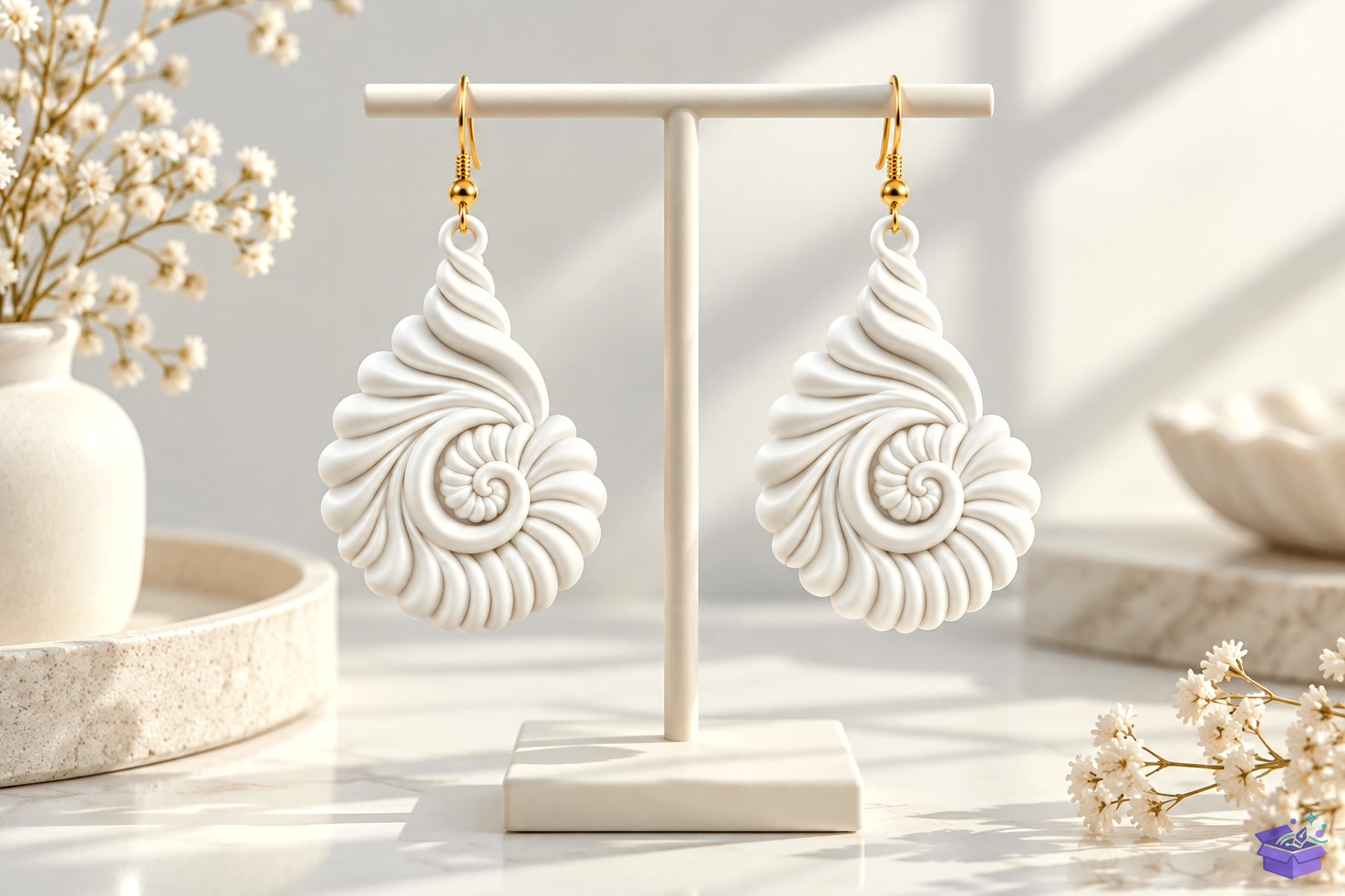Seashell Küpe Takı Aksesuar - 3D Baskı ve Model Dosyası (STL, OBJ, 3MF) - detaylı önizleme 4