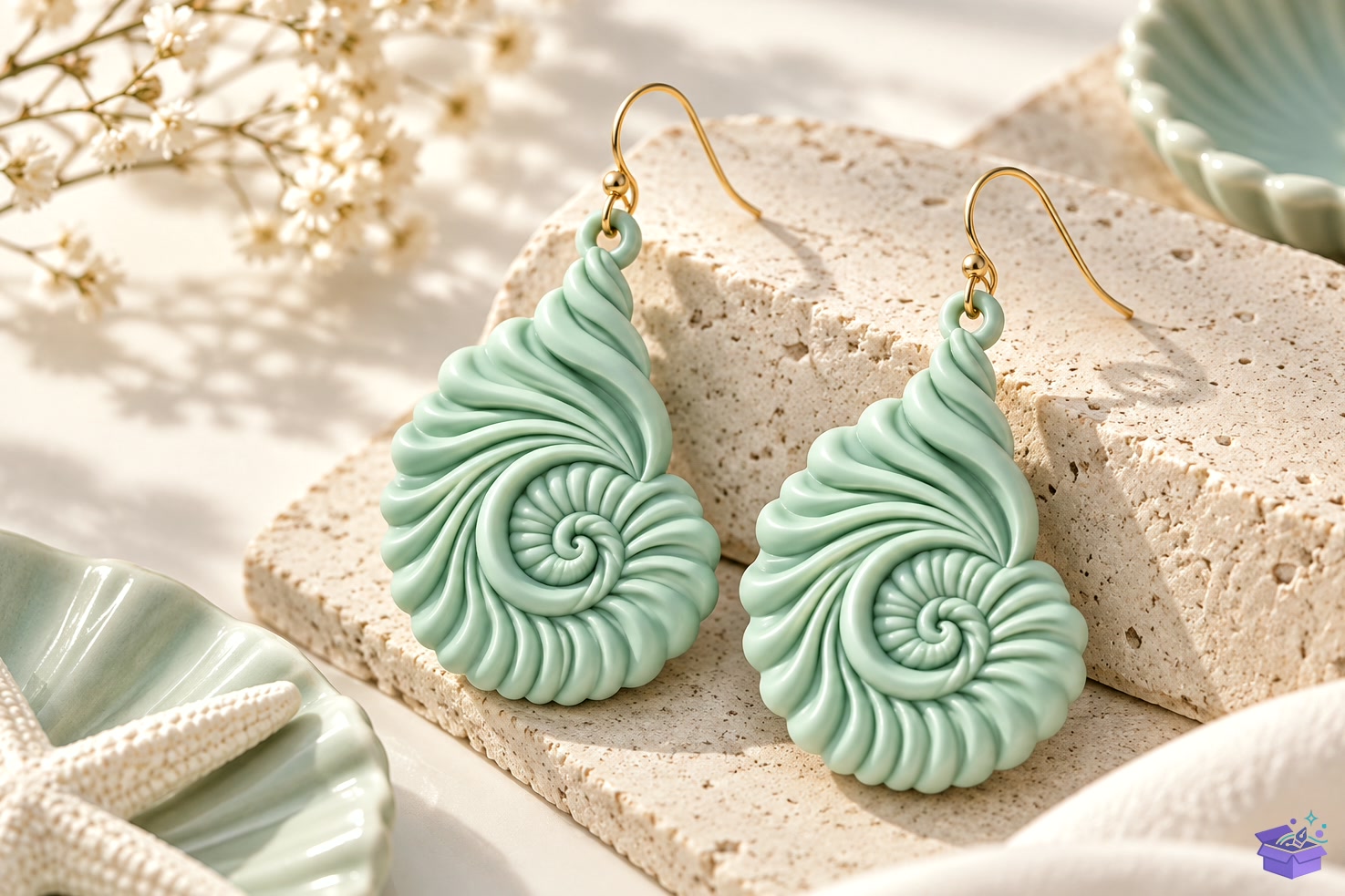 Seashell Küpe Takı Aksesuar - 3D Baskı ve Model Dosyası (STL, OBJ, 3MF) - detaylı önizleme 5