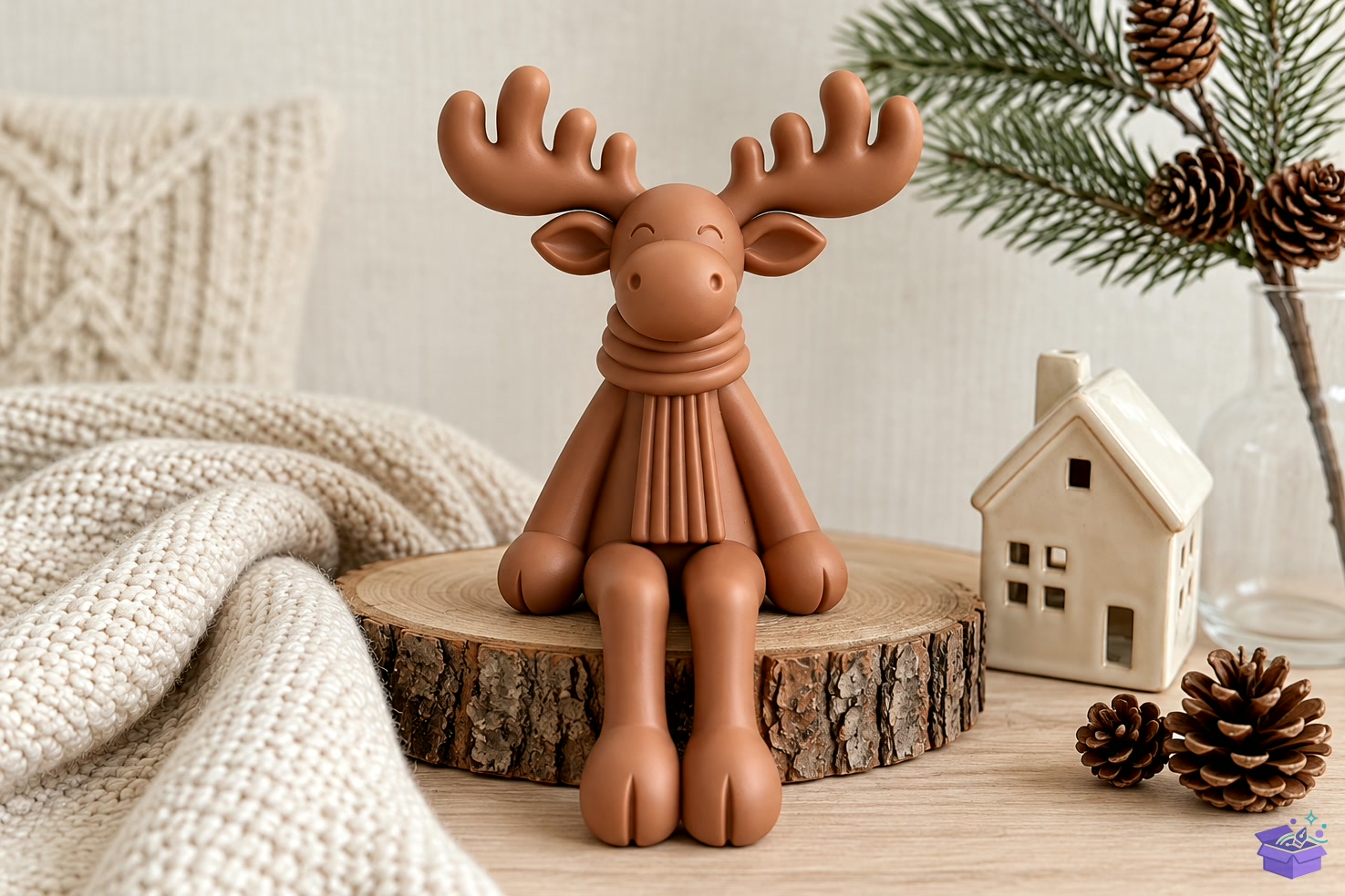 Elch Kantenhocker Mit Schal STL 3D Baskı - 3D Baskı ve Model Dosyası (STL, OBJ, 3MF) - detaylı önizleme 2