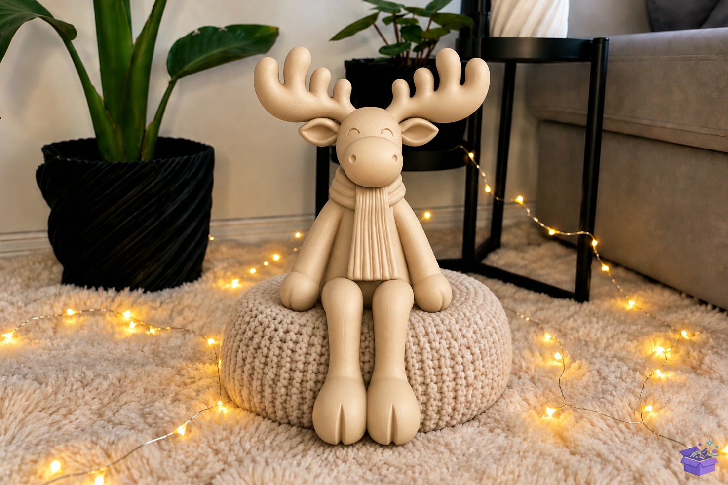 Elch Kantenhocker Mit Schal STL 3D Baskı - 3D Baskı ve Model Dosyası (STL, OBJ, 3MF) - detaylı önizleme 5