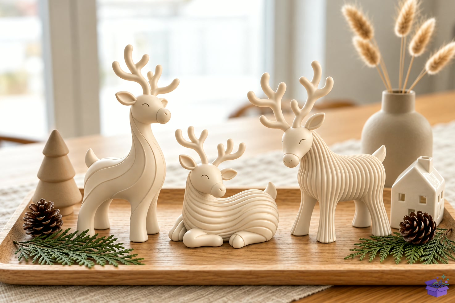 Ren Geyiği Trio STL Yılbaşı 3D Baskı - 3D Baskı ve Model Dosyası (STL, OBJ, 3MF) - detaylı önizleme 2