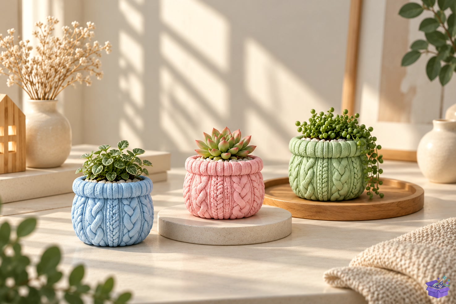 Knitted Mini Saksı Tasarımı STL File Cozy - 3D Baskı ve Model Dosyası (STL, OBJ, 3MF) - detaylı önizleme 2