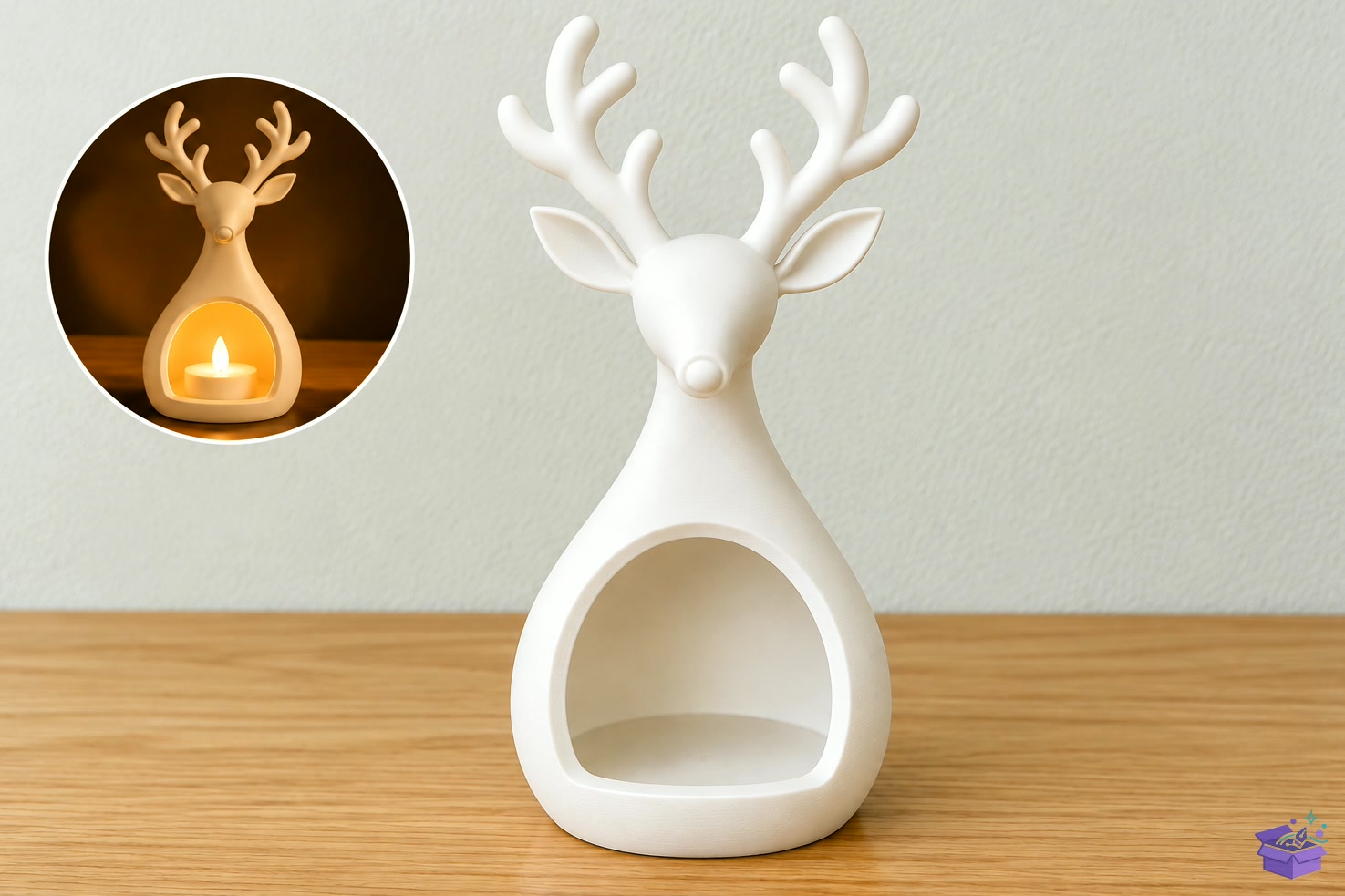 Ren Geyiği Mumluk STL 3D Baskı Deco - 3D Baskı ve Model Dosyası (STL, OBJ, 3MF) - detaylı önizleme 4