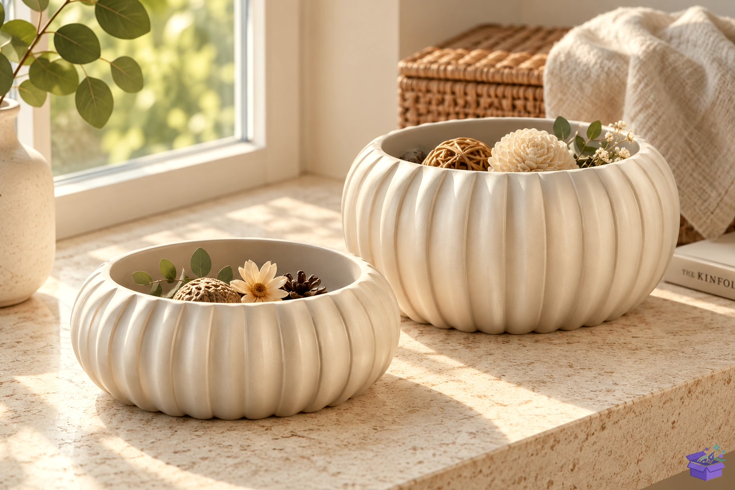 Ribbed Pumpkin Saksı Tasarımı STL - 3D Baskı ve Model Dosyası (STL, OBJ, 3MF) - detaylı önizleme 2