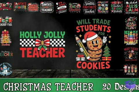 Yılbaşı Teacher SVG - Lazer Kesim ve Çizim Dosyası (SVG, DXF, EPS, PNG) - Paketler İndir (DXF, SVG, EPS)
