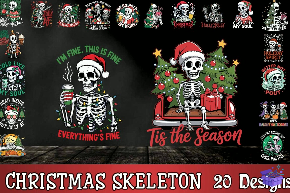Yılbaşı Skeleton SVG - Lazer Kesim ve Çizim Dosyası (SVG, DXF, EPS, PNG) - Paketler İndir (DXF, SVG, EPS)