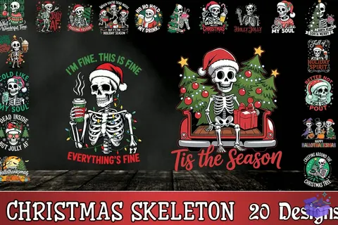 Yılbaşı Skeleton SVG - Lazer Kesim ve Çizim Dosyası (SVG, DXF, EPS, PNG) - Paketler İndir (DXF, SVG, EPS)