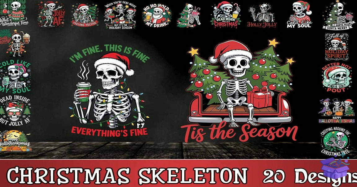 Yılbaşı Skeleton SVG - Lazer Kesim ve Çizim Dosyası (SVG, DXF, EPS, PNG) - detaylı önizleme 2