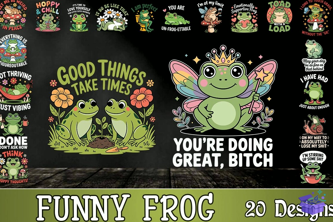 Funny Frog SVG - Lazer Kesim ve Çizim Dosyası (SVG, DXF, EPS, PNG) - Paketler İndir (DXF, SVG, EPS)