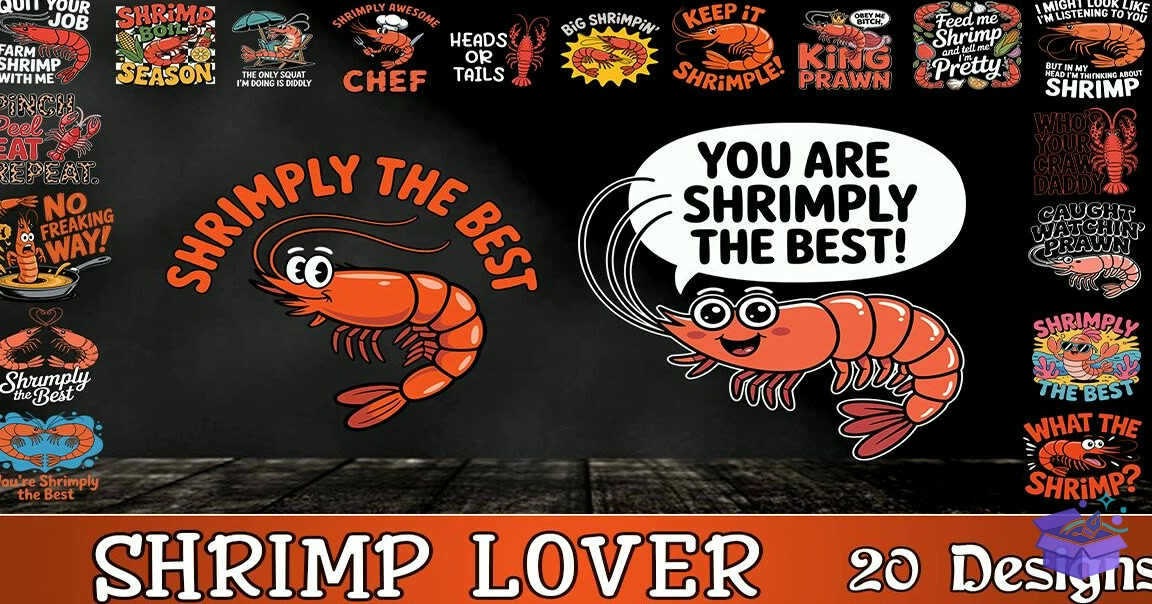 Shrimp Lover SVG - Lazer Kesim ve Çizim Dosyası (SVG, DXF, EPS, PNG) - detaylı önizleme 2