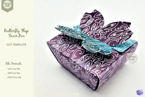 Kelebek Flap Kutu Şablon SVG DXF - 3D Baskı ve Model Dosyası (STL, OBJ, 3MF) - Origami ( Kağıt Sanatı ) İndir (STL, OBJ, 3MF)