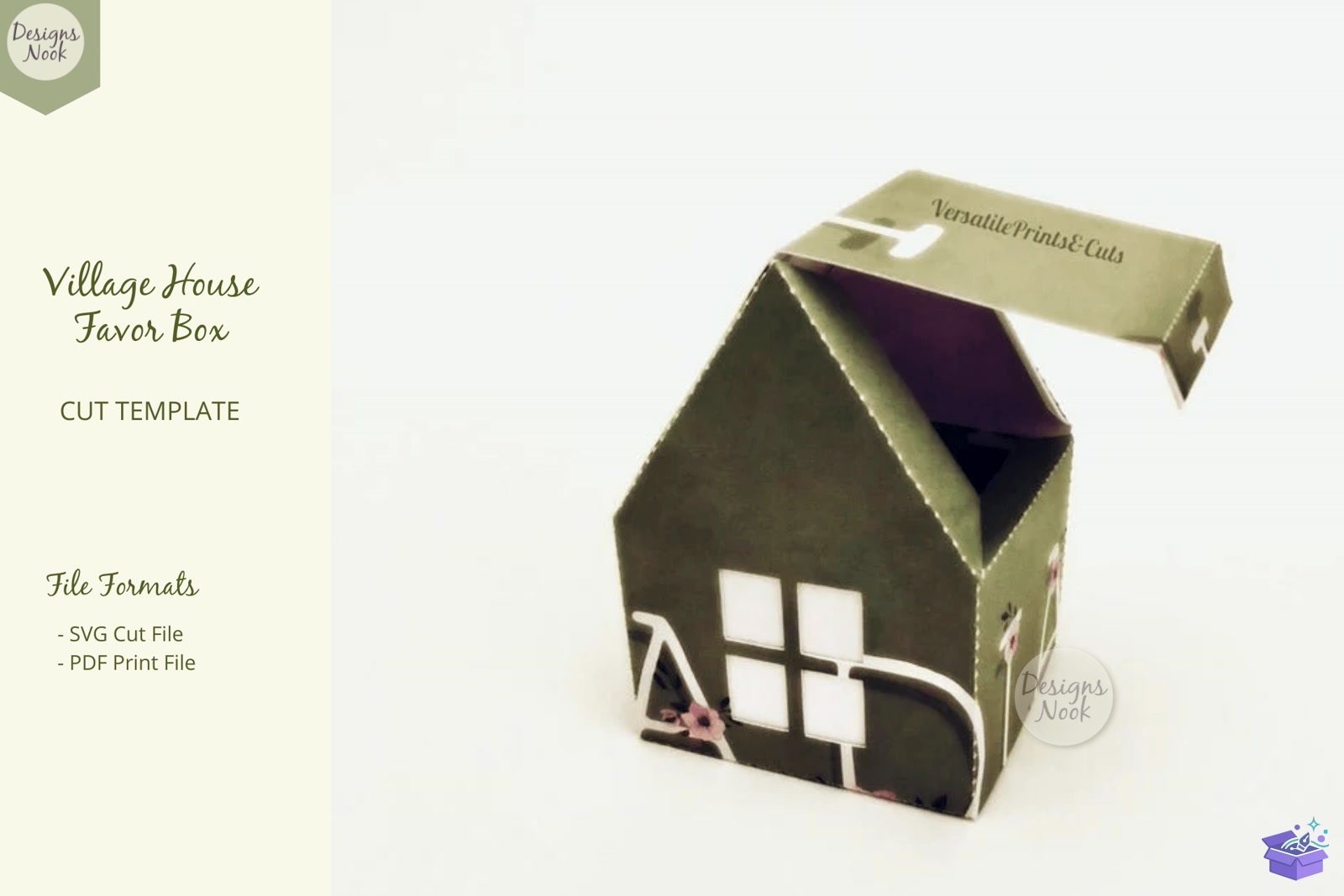 Village House Şablon Favor Kutu SVG PDF - 3D Baskı ve Model Dosyası (STL, OBJ, 3MF) - detaylı önizleme 3
