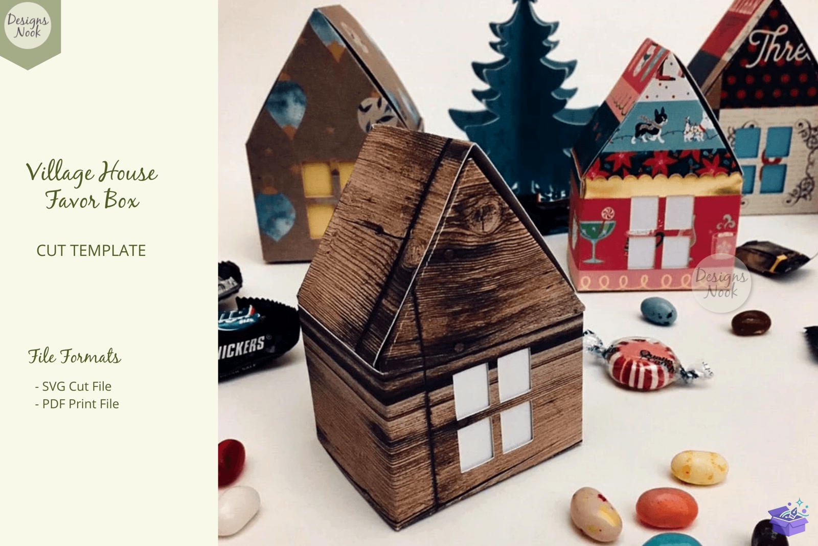 Village House Şablon Favor Kutu SVG PDF - 3D Baskı ve Model Dosyası (STL, OBJ, 3MF) - detaylı önizleme 4