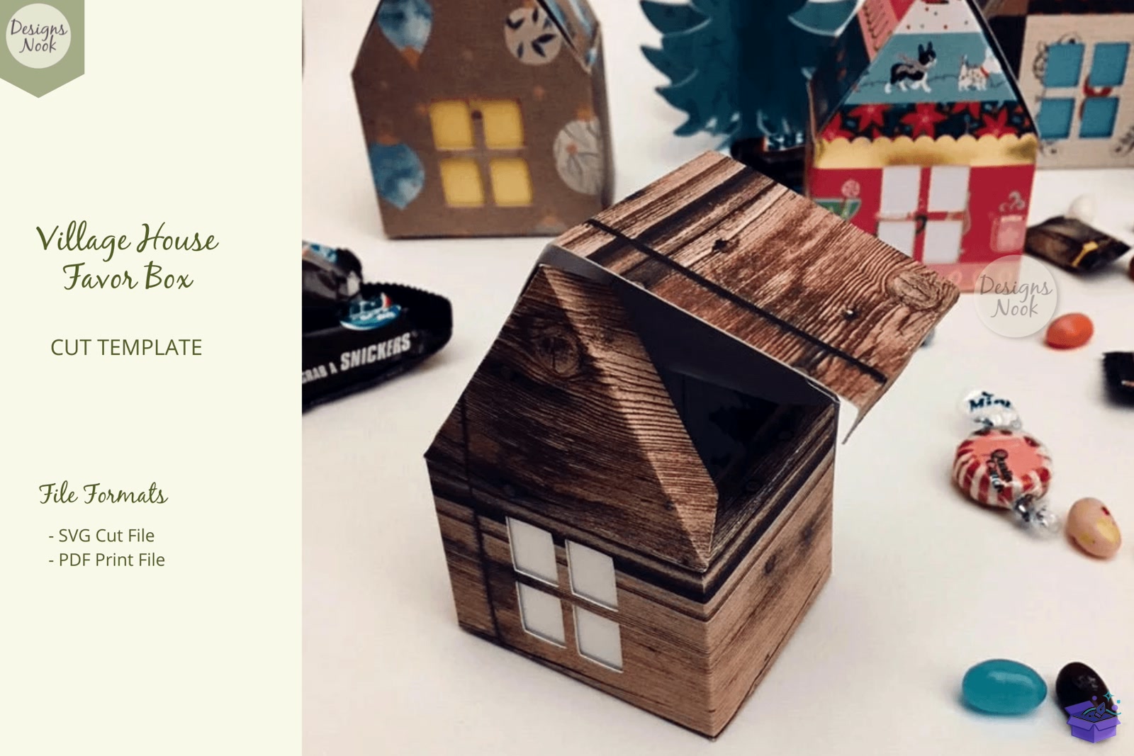 Village House Şablon Favor Kutu SVG PDF - 3D Baskı ve Model Dosyası (STL, OBJ, 3MF) - detaylı önizleme 6