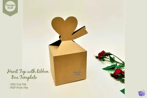 Kalp Temalı Top Ribbon Kutu Şablon Gift Kutu - 3D Baskı ve Model Dosyası (STL, OBJ, 3MF) - Origami ( Kağıt Sanatı ) İndir (STL, OBJ, 3MF)