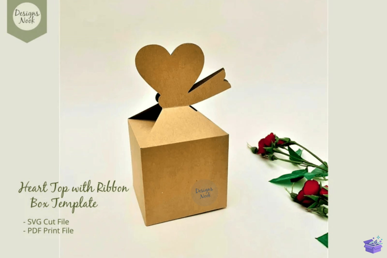 Kalp Temalı Top Ribbon Kutu Şablon Gift Kutu - 3D Baskı ve Model Dosyası (STL, OBJ, 3MF) - detaylı önizleme 5
