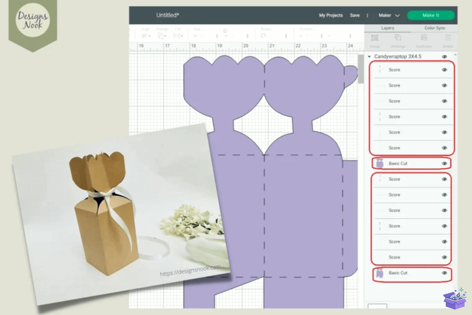 Candy Wrap Top Kutu SVG DXF PDF - 3D Baskı ve Model Dosyası (STL, OBJ, 3MF) - detaylı önizleme 3