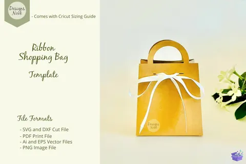 Ribbon Shopping Gift Bag Şablon SVG - 3D Baskı ve Model Dosyası (STL, OBJ, 3MF) - Origami ( Kağıt Sanatı ) İndir (STL, OBJ, 3MF)