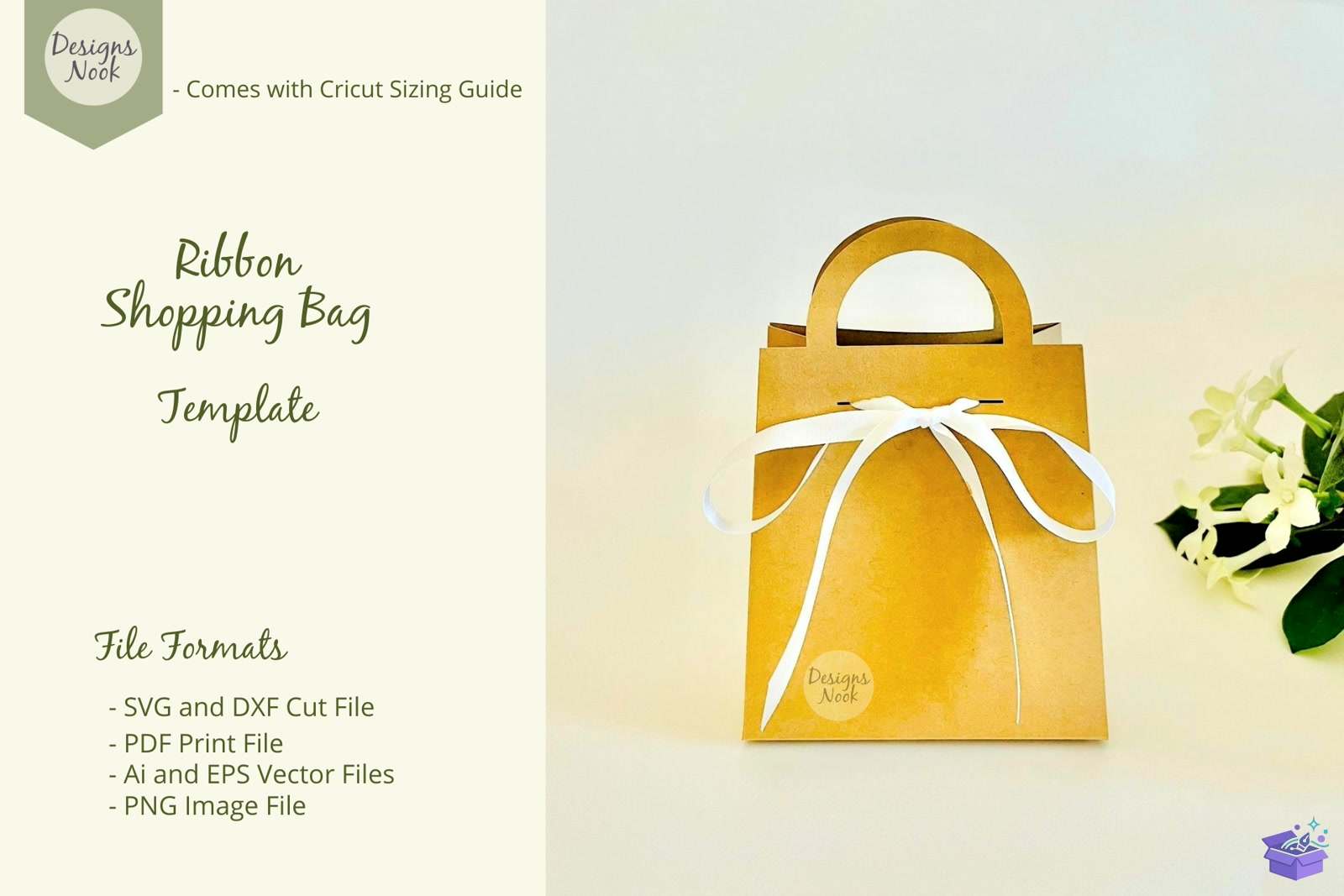 Ribbon Shopping Gift Bag Şablon SVG - 3D Baskı ve Model Dosyası (STL, OBJ, 3MF) - detaylı önizleme 6