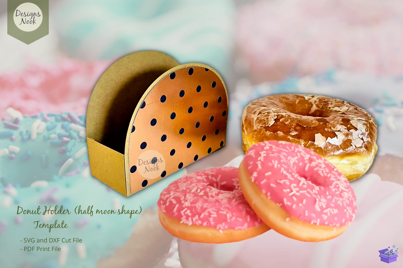 Donut Tutucu Şablon SVG DXF PDF File - 3D Baskı ve Model Dosyası (STL, OBJ, 3MF) - detaylı önizleme 2