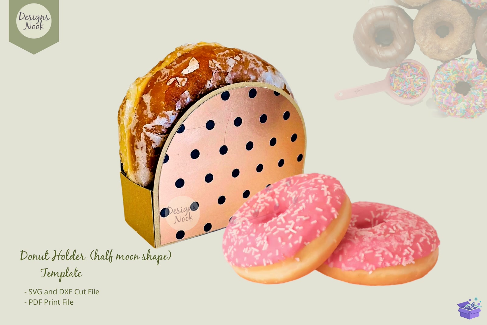 Donut Tutucu Şablon SVG DXF PDF File - 3D Baskı ve Model Dosyası (STL, OBJ, 3MF) - detaylı önizleme 4