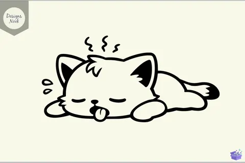 Tired Kedi SVG Funny Exhausted Kitty SVG - 3D Baskı ve Model Dosyası (STL, OBJ, 3MF) - Origami ( Kağıt Sanatı ) İndir (STL, OBJ, 3MF)