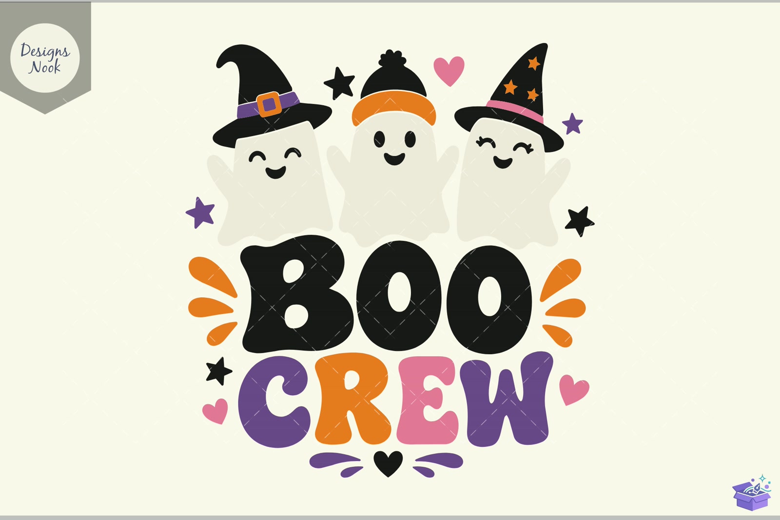 Boo Crew Cadılar Bayramı SVG Cute Ghost SVG - 3D Baskı ve Model Dosyası (STL, OBJ, 3MF) - detaylı önizleme 3