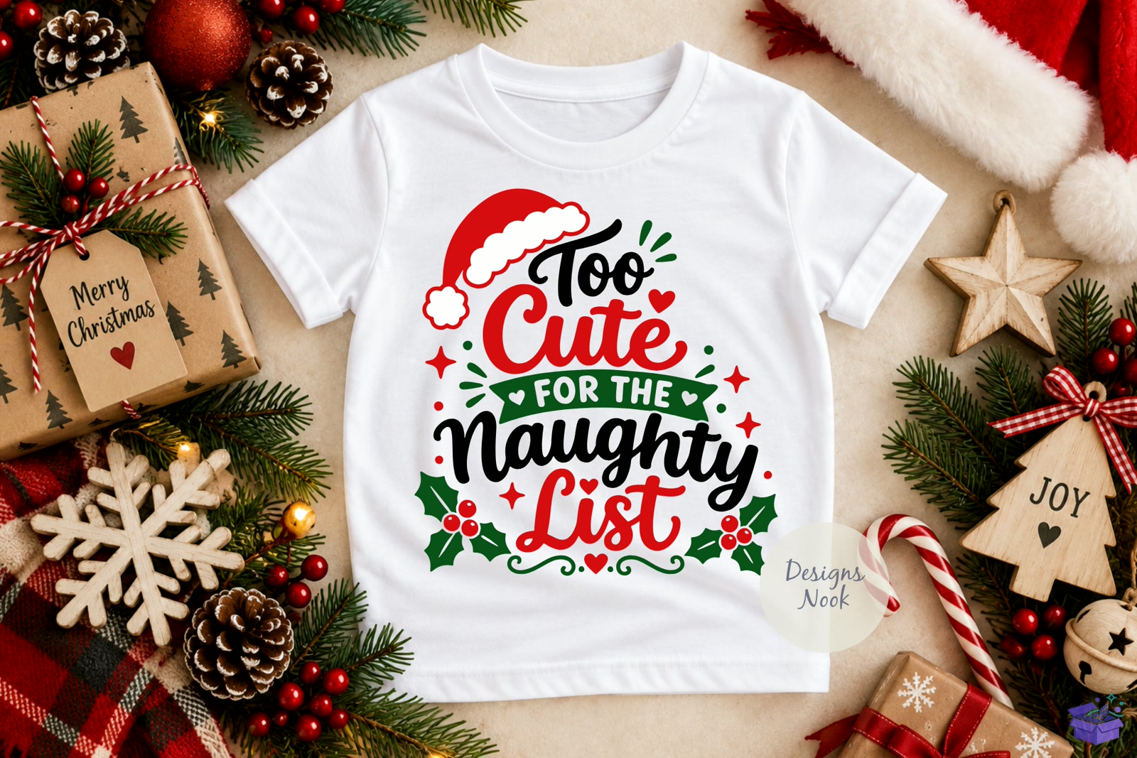 Too Cute For The Naughty List SVG Funny - 3D Baskı ve Model Dosyası (STL, OBJ, 3MF) - detaylı önizleme 2