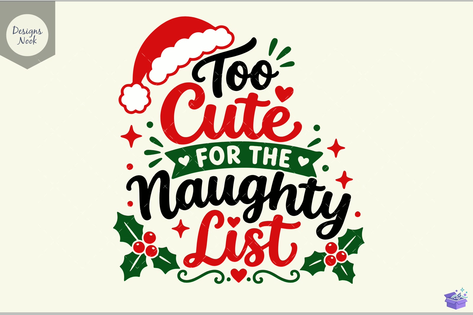 Too Cute For The Naughty List SVG Funny - 3D Baskı ve Model Dosyası (STL, OBJ, 3MF) - detaylı önizleme 3