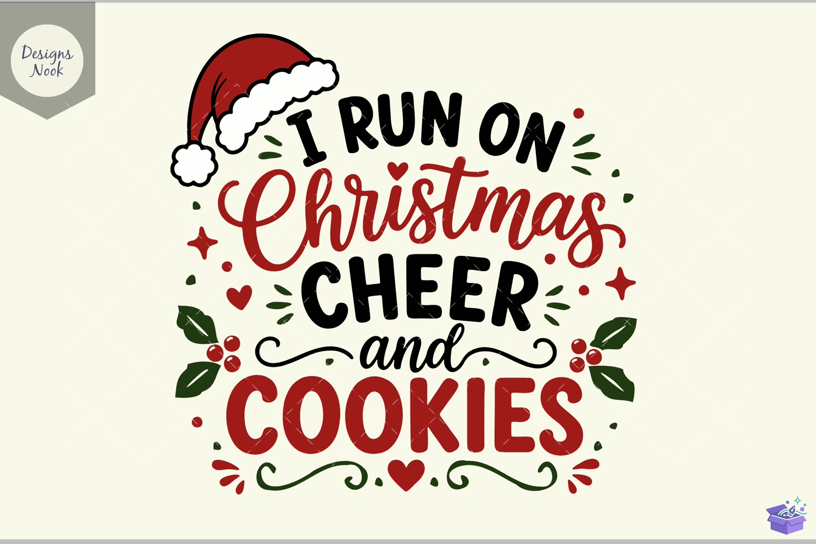I Run On Yılbaşı Cheer And Cookies SVG - 3D Baskı ve Model Dosyası (STL, OBJ, 3MF) - detaylı önizleme 2